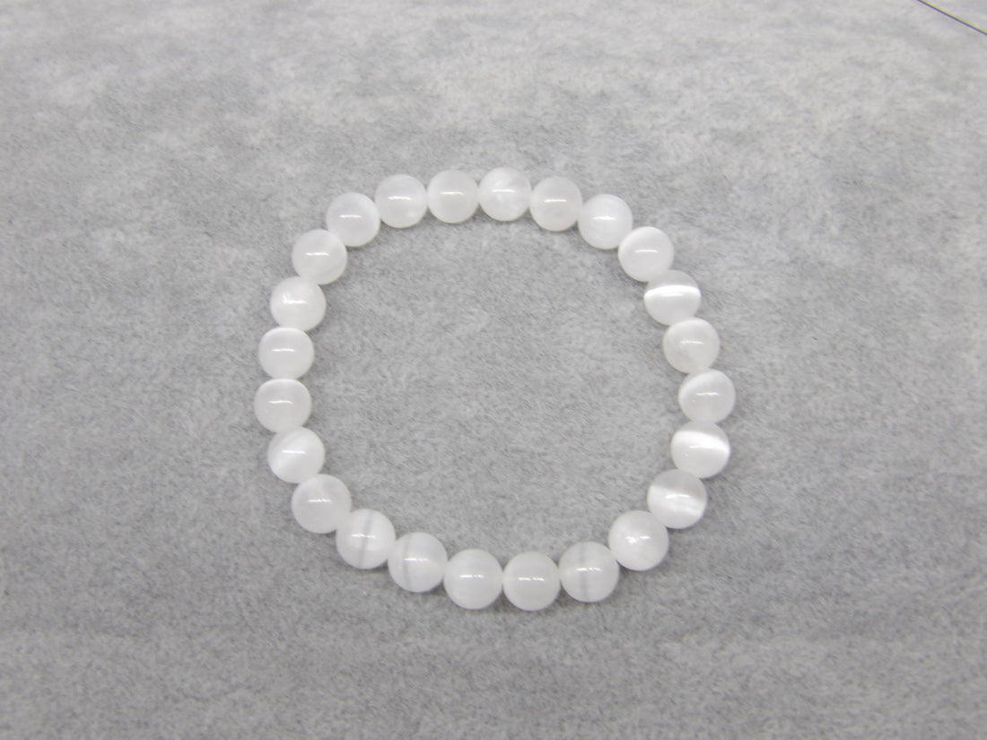 8mm selenite crystal bead bracelet from Star Woman Crystals