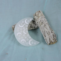 Selenite Etched Crescent Moon (Price Per Piece)