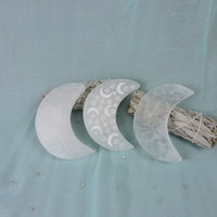 Selenite Etched Crescent Moon (Price Per Piece)