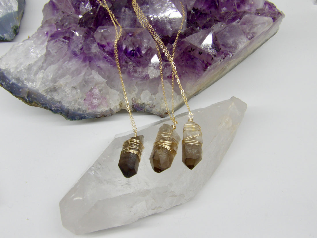 Smoky Quartz point necklace