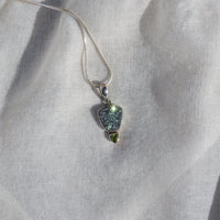 Titanium Aura Drusy and Peridot Pendant