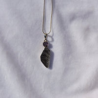 Tourmalated Quartz and Amethyst Pendant