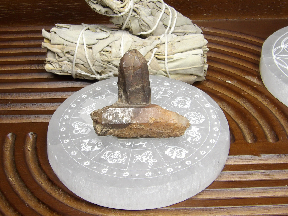 Natural smoky quartz twin point crystal specimen