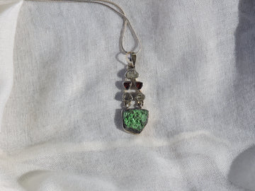 Uvarovite - Herkimer - Garnet Pendant