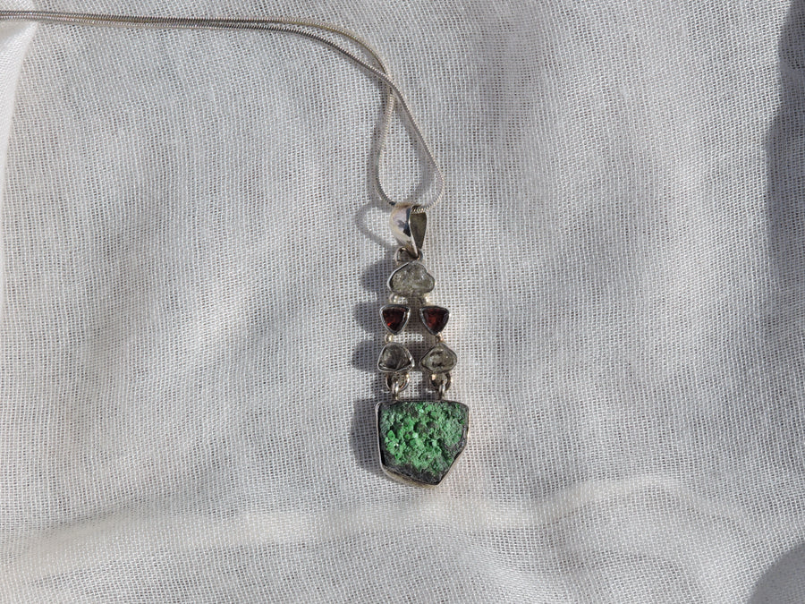 Uvarovite - Herkimer - Garnet Pendant